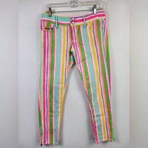 Lilly Pulitzer Women's Colorful Striped Pants Skinny Dnim5 Pockets, sz 2